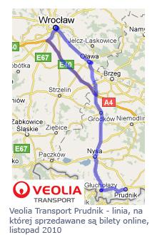 Veolia Transport Prudnik - linia, na której sprzedawane są bilety online, listopad 2010